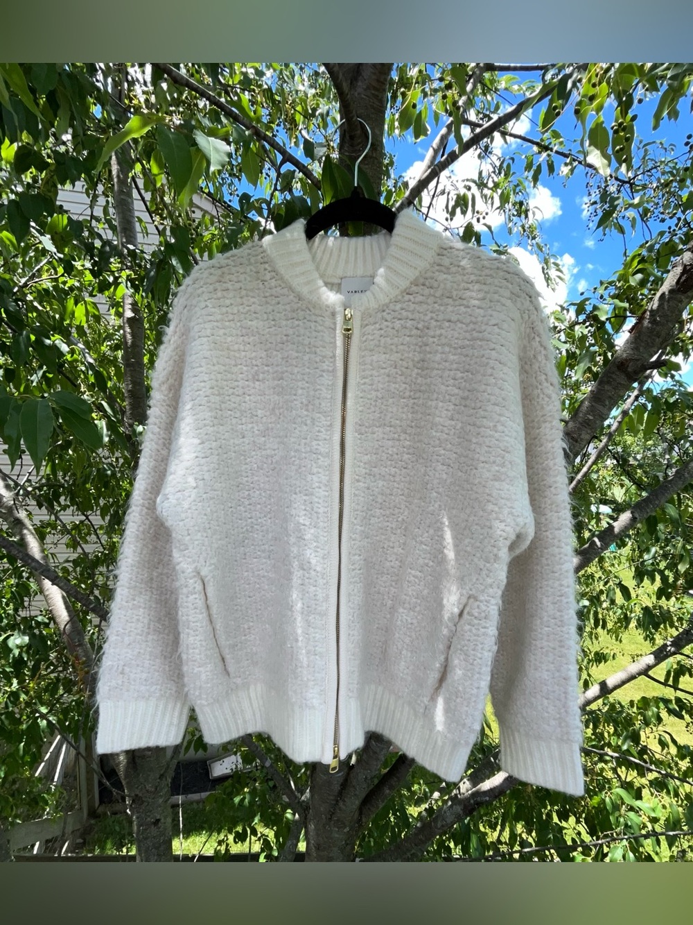 NWNT Varley Reimont Off White/Cream Fluffy Bubble Knit Jacket Size Small